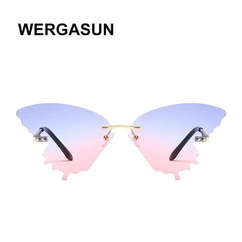 WERGASUN Brand de Moda designer de ochelari de soare pentru femei de Vară fără ramă În formă de fluture de Soare ochelari de Lux ochelari de Soare, femeie