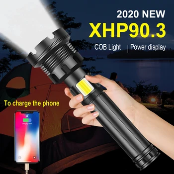 Xhp90.3 cea mai puternica lanterna lanterna LED-uri COB usb reîncărcabilă 18650 26550 rezistent la apa lanterna Pescuit lampa XHP50.2 XHP70.2