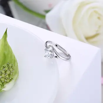 ZEMIOR Argint 925 Inele Pentru Femei Cu Zircon Reglabil Romantic Inel de Partid Bine Simplu Cadou Bijuterii New Sosire
