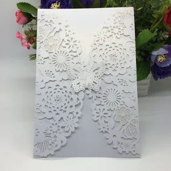 100buc Tăiat cu Laser Gol Floare Fluture Invitatii de Felicitare Pentru Nunta Invitatie la Petrecere de Crăciun Carduri cu Plic & Seal