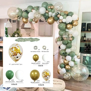 119pcs ins Avocado Verde Balon Set Nou de Epocă balon de culoare lanț de balon arc rozeta scena layout petrecerea de nunta