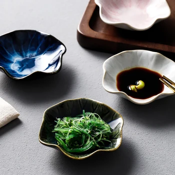 1BUC Ceramică Japoneză Sushi Placă Sos Snack Placă în Formă de Lotus, Cuptor Portelan Glazurat Prajitura cu Fructe Decor Petrecere Plăci