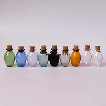 2 buc 1:12 Scale Mini Drăguț casă de Păpuși Miniaturale de Culoare de Sticlă Sticle de Plută Sticle Borcan Mic Model
