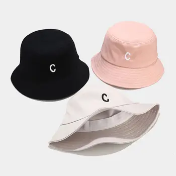 2020 Nou Broderie Scrisoare C Găleată Pălărie De Moda Femei Barbati Capac De Bumbac Fete Bob De Soare De Sex Masculin De Sex Feminin În Aer Liber Pălărie Panama