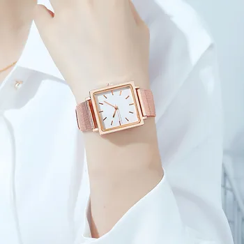 2021 Doamnelor ceasuri reloj mujer de Moda Diamant Pătrat Scară de Plasă din Aliaj Band Cuarț Ceasuri de mana Zegarek Damski montre femme