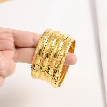 24kGold Brățară Femei Fine din Aur Masiv GF Dubai Mireasa Nunta Brățară Bijuterii Aur Galben Farmec cadou 1buc sau 4buc selectați