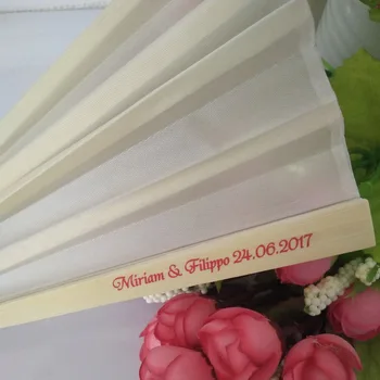 24PCS de Nunta Personalizate Pânză de Mătase Fan Personalizate de Imprimare Mână de Pliere Bambus Fan Decor Petrecere Consumabile