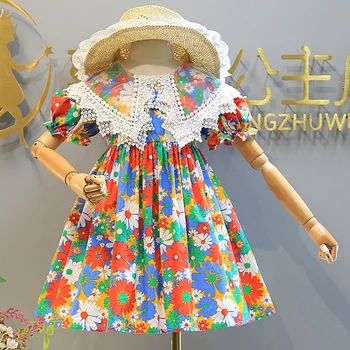 3-7Yrs Fete Rochii Florale 2021 Noua Moda Copii Dulci Flori Costume Copii fără Mâneci Vestidos Copilul de Îmbrăcăminte pentru Copii