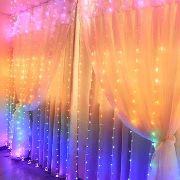 3Mx2/3M LED Rainbow Fairy Șir Perdea de Lumină Ghirlanda USB Nunta de Crăciun, Ziua de nastere Decoratiuni de Vacanță Pentru Acasă Fereastra de la Dormitor