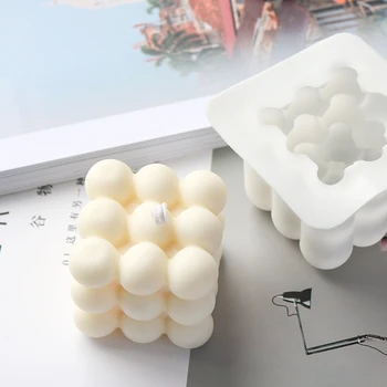 6 Cavități 3D Cub de Copt Mousse de Tort Mucegai Silicon Pătrat Bubble Desert Forme de Tort Tava de Bucătărie Bakeware Lumânare mulaj