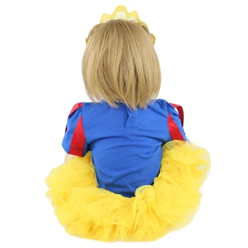 60cm Silicon Renăscut Fată Păpușă cu Părul Blond Vinil Toddler Copii Princess Realist High-end Colectie Dress Up Jucărie
