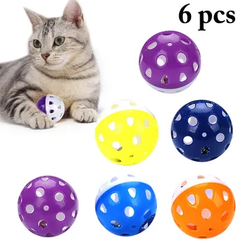 6pcs Jucării pentru Pisici Minge cu Inel de Clopot Joc Mesteca Rattle Zero Minge de Plastic Interactive de Formare Pisica Jucării Pisica de Companie de Aprovizionare