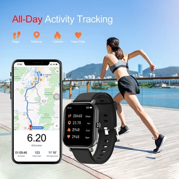 ALLCALL S10 1.69 inch 2021 Ceas Inteligent Bărbați Fitness Tracker Rata de Inima Somn Ceas Deșteptător Femei Smartwatch pentru Android, IOS, Telefon