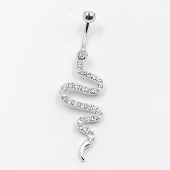 Argint 925 șarpe buric burta bar piercing în buric pentru femei zircon alergie gratuit body piercing intim bijuterii sexy 2021