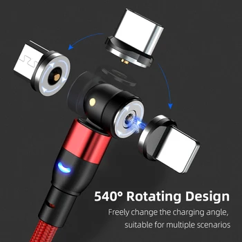 AUFU 540 de Grade Rotative Magnetice Cablu Micro USB de Tip C Cablu de Telefon Pentru iPhone11 Pro XS Max Samsung Xiaomi Cablu USB Cablu