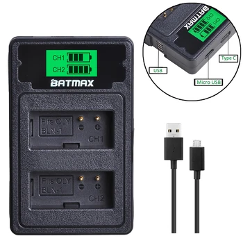 Batmax PS-BLN1 BLN-1 Baterie Camera +LCD Dual USB Incarcator pentru Olympus OM-D E-M1 E-M5 Mark II PEN-F E-P5 EM1 EM5 PENF EP5