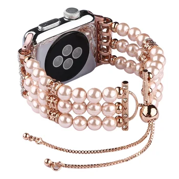 Bling Pearl Margele Brățară de Piatră Curea pentru Apple Watch Band Serie SE 6 5 4 3 2 1 40MM 44MM 38MM 42MM curea de Ceas pentru femei