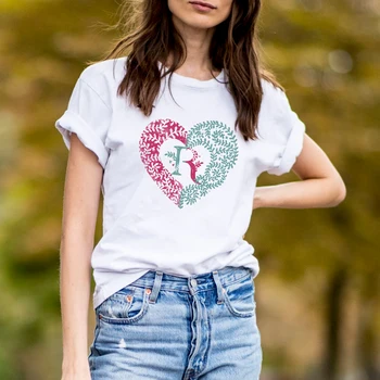 BLINGPAW Minimalist Femei T-shirt de Vară de Viță de vie de Flori R Scurtă cu mâneci Topuri & Tees O-Gât Casual Fată de Mari Dimensiuni Bumbac