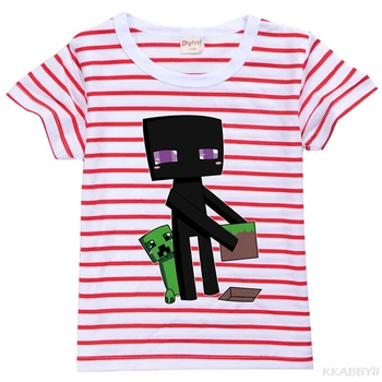Comerțul exterior Moda Desene animate pentru Copii să Poarte Vara Minecraft pentru Băieți Și Fete Îmbrăcați în Scurt, cu Mâneci lungi cu Dungi T-Shirt