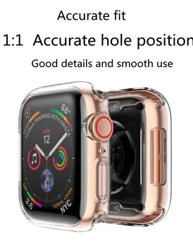 Correa Apple Watch SE Seria 6 Ultra-Subțire de Galvanizare Caz Solo Buclă Pentru Sport iWatch Seria 5 4 3 44MM Moale Transparent TPU