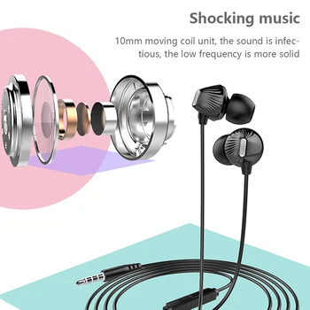 Cu fir de Control de Bass Auriculare Stereo Sport rezistent la apa Casti Muzica Casti In-ear căști cu fir pentru Xiaomi, Huawei Samsung