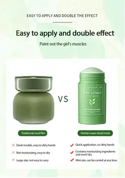 Curățare Băț Verde Ceai Verde Stick Masca Purificatoare Argila Stick Masca de Ulei de Control Anti-acnee de Vinete de Îngrijire a Pielii Albire
