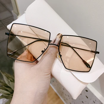 De înaltă Calitate, Cu o Cutie Mare Pătrat ochelari de Soare Femei Tendință de Designer Outdoor Cadru Metalic Ac Lentile de Ochelari de Soare pentru Vara Ochelari