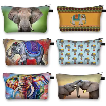 Elefant African Fata De Imprimare Sac De Cosmetice De Călătorie Portabil De Agrement Borsetă Pentru Cosmetice Caz De Desene Animate Elefant Depozitare Geanta Cadou