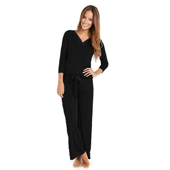 Femei Pijama V-gât Maneca Bumbac Confortabil H0005 halat