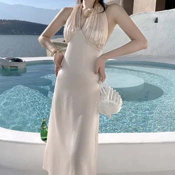 Francezii pun adânc v-gât rochie fusta high-end backless suferi super zână stațiune balneară sanya plaja rochie de vara pentru femeie