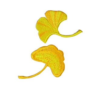 Frunze de Ginkgo Fier Pe Patch-uri Pentru Haine de Broderie Patch-uri Aplicatii Material Insigna Autocolante Pentru Haine Blugi Femei DIY Decor