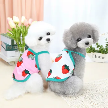 Haine de câine Capsuni Îmbrăcăminte pentru animale de Companie pentru Câini foarte Mici Drăguț Vesta de Imprimare de Desene animate Catelul Primavara-Vara plina de culoare Ropa Para Perro