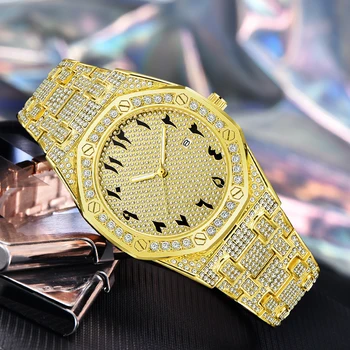 Hip Hop Ceas Barbati de Lux Bling Diamant Iced Out Bărbați Ceasuri de Moda Cuarț Ceas de mână de Om Cifre arabe Montre Homme 2021
