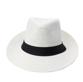 Hot De Moda Casual De Vara Unisex Plaja Trilby Mare Refuz De Jazz De Soare, Pălărie Panama Pălărie De Hârtie De Paie Pentru Femei Barbati Capac Cu Panglică Neagră