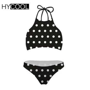 HYCOOL Costum de baie pentru Femei Polka Dot Model de Înaltă Gât Bandaj Costume de baie Femei Bikini 2020 costume de Baie XXL