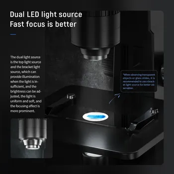 Inskam315w Microscop Digital WiFi/Conexiune PC 0~2000X Mărire 5.0 M Pixeli Dual LED Surse de Biologie de Observare