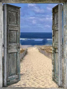 JMINE Div 5D Ușa Mare plajă de nisip, peisaj Plin de Diamante Pictura cruciulițe kituri de arta Scenic 3D vopsea de diamante