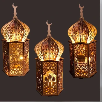 Lemn Ramadan Eid Mubarak Decoratiuni Pentru Casa Luna Condus De Lumânări Lumina Decor Accesorii Pentru Ramadan Lumini De Noapte Lampa Decor
