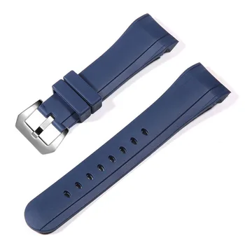 Lux Albastru Negru 24mm Silicon watchband Pentru Graham curea de Curse Îndoit Ceas banda de Cauciuc Bratara cu catarama din otel inoxidabil