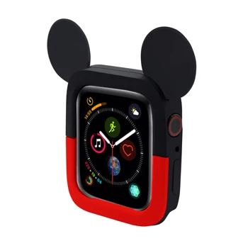 Microfon Tasta Ceas Caz Acoperire Pentru Apple Watch 4 5 6 40MM 44MM Mouse-ul DRĂGUȚ Proteja Silicon Moale Cazuri Pentru Iwatch Seria 4 5