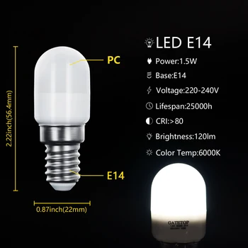 Mini LED 1.5 W E14 230V SMD 2835 Frigider Lampa