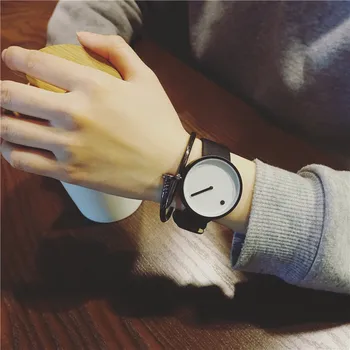 Moda Minimalist Ceasuri de mana Barbati Casual Ceasuri Punct și Linie Simplu, Elegant Cuarț Ceasuri de mana Unisex Ceasuri din Piele Trupa