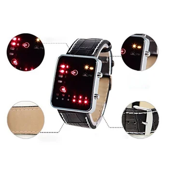 Moda pentru bărbați Ceas Sport Digital Binare LED Faux din Piele Curea Încheietura Ceas reloj hombre часы мужские наручные