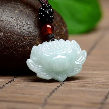 Naturale de Smarald Lotus Pandantiv Colier Farmec Moda Bijuterii Accesorii de Mână-sculptate Bărbat Femeie Norocoasă Amuleta Lanț Pulover
