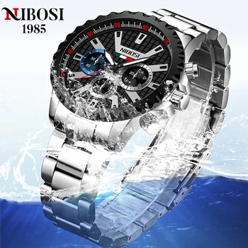 NIBOSI 2021 Noua Moda Mens Ceasuri cu Top din Oțel Inoxidabil, Marca Sport de Lux Quartz Cronograf Bărbați Relogio Masculino