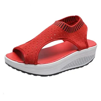 Noi Feminin Pană Tocuri Incaltaminte Femei Vara Sandale Slip-on Sandale cu Platforma Sandalias Dimensiune 35-43 Sandale pentru Femei