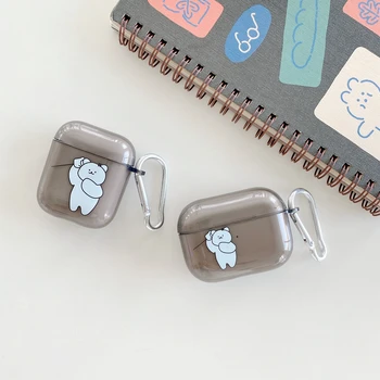 Noi INS Moda Ursul Desene animate Limpede Moale de Silicon, Casti Shell Pentru Apple Airpod 2 1 Caz Pentru Airpods Pro 3 TPU Capac Cască