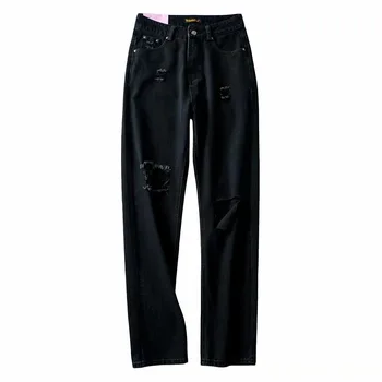 Pantaloni Talie mare Stil coreean Largi Stil Dantela-up Decupaj Asimetric Sexy Întinde Ciucure Strâns sexy Blugi scurte Fierbinte Pantaloni Șold