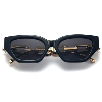 Peekaboo epocă ochelari de soare femei pătrat lanț de moda doamnelor ochelari de soare ochi de pisica uv400 aur negru 2022, accesorii femei