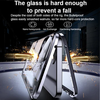 Pentru iPhone 12 Pro MAX Cazul 360° Protecție Completă Temperat Magnetic de Adsorbție Metal Sticlă Telefon maneca.iPhone11 XR X XS MAX Mini